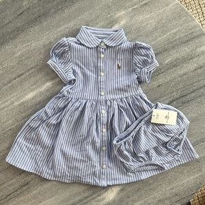 NWT - Polo Ralph Lauren Striped Knit Oxford Dress with Bloomers (12 mons)